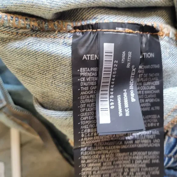 ZARA Womens Pullover Half Zip Collared Denim Jacket Size Small Blue Oversized - Picture 6 of 8